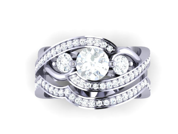 I1/G Genuine 1.80Ct Diamond 14K Solid Gold Comfort fit Polished Shiny Bridal Ring Engagement Set Band