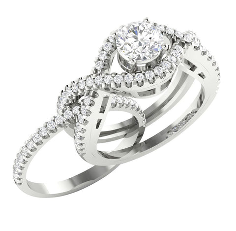 Huge I1/G 1.90Ct Natural Diamond Jewelry Prong Set Bridal Engagement Ring Band Set 14Kt Solid Gold