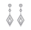 I1/G Huge 1.85Ct Real Diamond Solid 14Kt White Gold Prong & Channel Set Dangle Chandelier Earrings