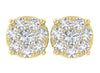 Excellent Huge I1/G 1.50Ct Real Sparkly Diamond 14Kt Solid Gold Prong Set Cluster Stud Earring Screw Back