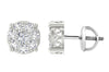 Excellent Huge I1/G 1.50Ct Real Sparkly Diamond 14Kt Solid Gold Prong Set Cluster Stud Earring Screw Back