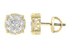 Excellent Huge I1/G 1.50Ct Real Sparkly Diamond 14Kt Solid Gold Prong Set Cluster Stud Earring Screw Back