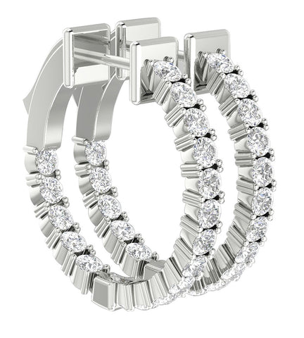Unique SI1/G Round 1.75Ct Diamond 14Kt Solid Gold Prong Set Hoop Huggies Earrings 0.85Inch