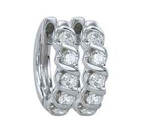 VS1/F 1.20Ct Real Diamond Jewelry 14Kt White / Yellow / Rose Gold Bar Set Hoops Huggie Earrings