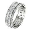 Excellent SI1/G Huge 2.30Ct Genuine Diamond 3 Row Eternity Engagement Ring Band 14K Solid Gold