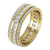 Excellent SI1/G Huge 2.30Ct Genuine Diamond 3 Row Eternity Engagement Ring Band 14K Solid Gold