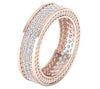I1/G Huge 3.25Ct Natural Diamond 14K White / Yellow / Rose Gold 3 Row Eternity Ring Engagement Band