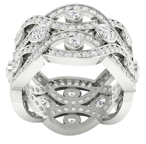 Huge SI1/G 3.25Ct Not Enhanced Diamond Eternity Ring Engagement Band 13.15MM 14K White / Yellow / Rose Gold