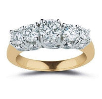 Excellent I1/G 1.01Ct Not Enhanced Diamond 14K Solid Gold 4.20MM Five Stone Anniversary Ring Band