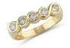 Bezel Set I1/G 0.75Ct Sparkly Genuine Diamond Solid 14Kt Yellow Gold 5 Stone Engagement Wedding Ring Band 4.75MM