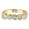 Bezel Set I1/G 0.75Ct Sparkly Genuine Diamond Solid 14Kt Yellow Gold 5 Stone Engagement Wedding Ring Band 4.75MM
