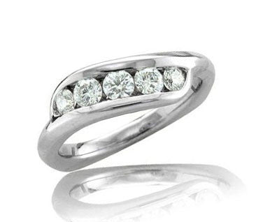 Channel Set Five Stone Wedding Ring Band I1/G 1.25Ct Natural Diamond Jewelry 14Kt Solid Gold Appraisal