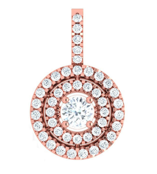 Prong Set I1/G Not Enhanced 1.10Ct Diamond Jewelry 14Kt Solid Gold Halo Set Circle Pendant Necklace