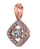 Excellent Halo Set Cluster Pendant Necklace I1/G 0.50Ct Round Brilliant Cut Diamond Solid 14Kt Rose Gold