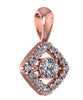Excellent Halo Set Cluster Pendant Necklace I1/G 0.50Ct Round Brilliant Cut Diamond Solid 14Kt Rose Gold