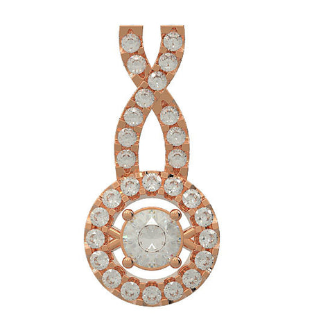 Excellent I1/G 0.75Ct Natural Diamond Jewelry Halo Set Fashion Pendant Necklaces 14Kt Rose Gold