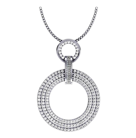 Appraisal I1/G Huge Natural 2.25Ct Diamond Jewelry 14Kt Solid Gold Comfort fit Polished Shiny Circle Pendant Necklace