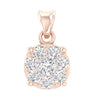 Prong Set I1/G Not Enhanced 1.10Ct Diamond 14Kt Solid Gold Excellent Cluster Pendant Necklace 0.70 Inch