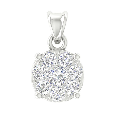 Prong Set I1/G Not Enhanced 1.10Ct Diamond 14Kt Solid Gold Excellent Cluster Pendant Necklace 0.70 Inch