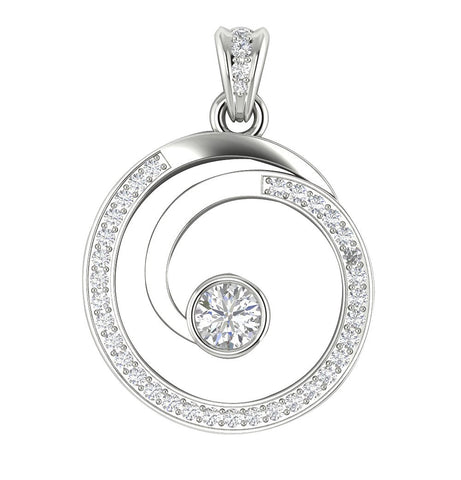 Solid 14K White Gold I1/G 1.10Ct Round Brilliant Cut Diamond Prong Set Circle Pendant Necklace Appraisal