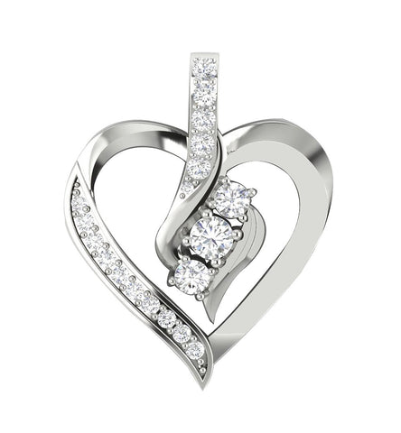 Excellent I1/G 0.40Ct Not Enhanced Diamond Jewelry 14Kt Solid Gold Prong Set Love Of Heart Pendant Necklace