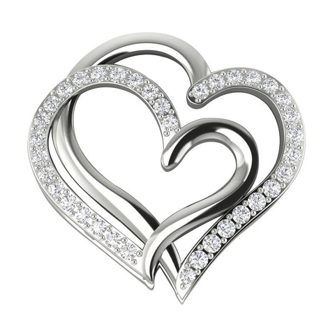 Solid 14K White Gold I1/G 0.40Ct Not Enhanced Diamond Jewelry Prong Set Love Of Heart Pendant Necklace