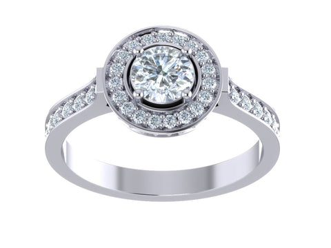 Appraisal I1/G 1.01Ct Not Enhanced Diamond 14K Solid Gold Prong Set Halo Set Solitaire Engagement Ring Band 10.90MM