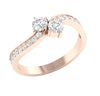 Forever Us Two Stone SI1/G 0.80Ct Real Diamond 14K Solid Gold Solitaire Anniversary Ring Band