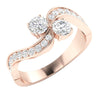 I1/G 1.00Ct Forever Us Two Stone Real Diamond Solitaire Ring Engagement Band 14Kt White / Yellow / Rose Gold