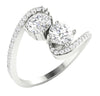 I1/G Not Enhanced 1.60Ct Forever Us 2 Stone Diamond 14Kt Solid Gold Solitaire Engagement Ring Band