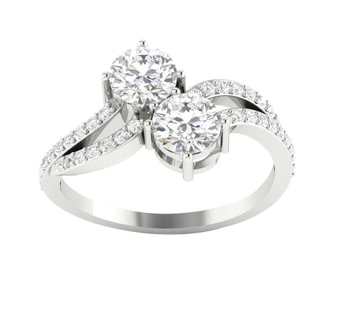 Forever Us 2 Stone I1/G 1.50Ct Not Enhanced Diamond 14Kt White / Yellow / Rose Gold Excellent Solitaire Anniversary Ring Band