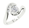 Solid 14K White Gold I1/G Round Brilliant Cut 0.90Ct Diamond Channel & Bezel Set Unique Journey Solitaire Engagement Ring Band