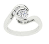 Solid 14K White Gold I1/G Round Brilliant Cut 0.90Ct Diamond Channel & Bezel Set Unique Journey Solitaire Engagement Ring Band