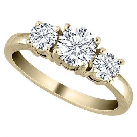 I1/G Round Brilliant Cut 1.01Ct Diamond Jewelry Solid 14Kt Yellow Gold 3 Stone Engagement Ring Band Appraisal