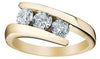 I1/G Round Brilliant Cut 1.01Ct Diamond 14K White / Yellow / Rose Gold 6.95MM Three Stone Anniversary Ring Band