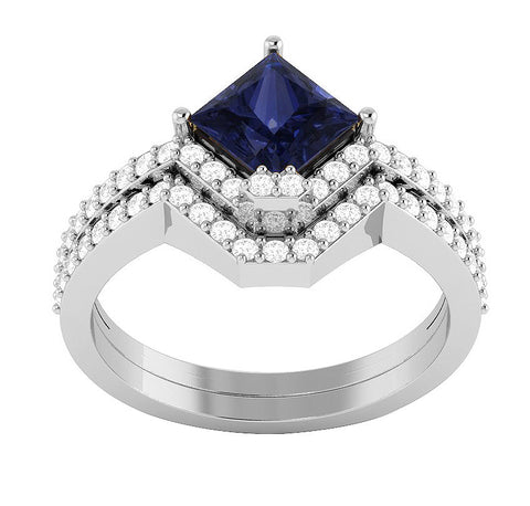 Excellent Genuine I1/G 0.60Ct Diamond 14K Solid Gold Bridal Engagement Ring Set Band 10.50MM