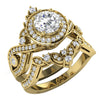 I1/G Huge 2.00Ct Not Enhanced Diamond 14Kt Solid Gold Prong & Bezel Set Designer Bridal Ring Set Engagement Band