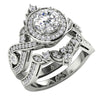 I1/G Huge 2.00Ct Not Enhanced Diamond 14Kt Solid Gold Prong & Bezel Set Designer Bridal Ring Set Engagement Band