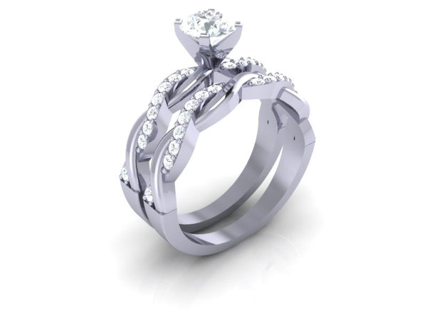 I1/G Real 1.25Ct Diamond 14K White / Yellow / Rose Gold Comfort fit Polished Shiny Bridal Engagement Ring Set Band
