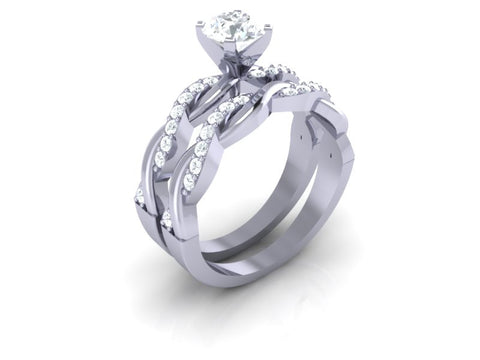 I1/G Real 1.25Ct Diamond 14K White / Yellow / Rose Gold Comfort fit Polished Shiny Bridal Engagement Ring Set Band