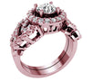 Excellent I1/G 1.60Ct Round Brilliant Cut Diamond 14K White / Yellow / Rose Gold Bridal Ring Set Engagement Band