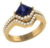 Excellent Genuine I1/G 0.60Ct Diamond 14K Solid Gold Bridal Engagement Ring Set Band 10.50MM