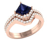 Excellent Genuine I1/G 0.60Ct Diamond 14K Solid Gold Bridal Engagement Ring Set Band 10.50MM