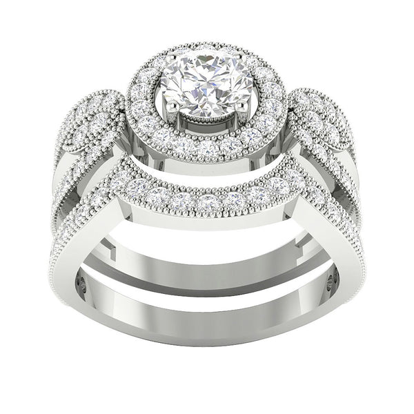 I1/G Huge 2.00Ct Round Brilliant Cut Diamond Bridal Ring Anniversary Set Band 14Kt White / Yellow / Rose Gold