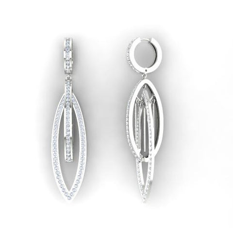 Prong & Channel Set I1/G 1.25Ct Round Brilliant Cut Diamond 14Kt Solid Gold Dangle Chandelier Earrings Appraisal