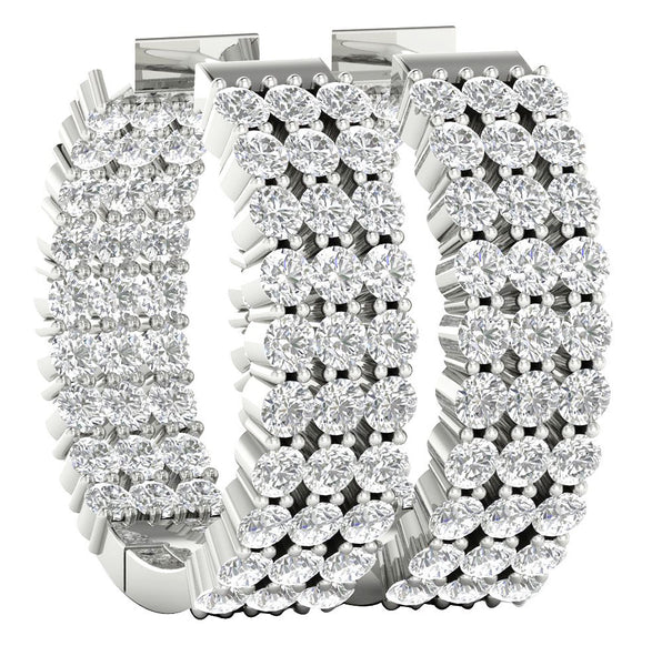 I1/G Huge 2.00Ct Real Diamond Jewelry 14Kt Solid White / Yellow / Rose Gold Prong Set Hoop Huggies Earrings