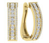 Huge I1/G 3.50Ct Round Brilliant Cut Diamond 14Kt White / Yellow / Rose Gold Prong Set Hoop Huggies Earring Appraisal