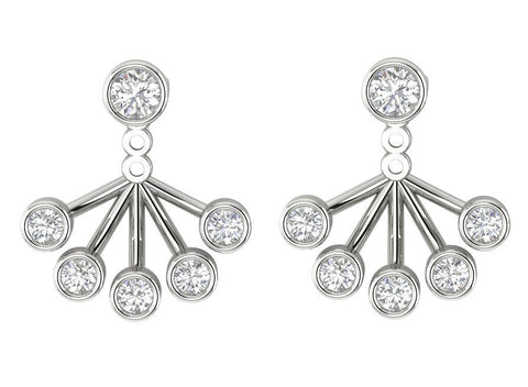 Excellent I1/G Natural 0.85Ct Diamond Jewelry 14Kt Solid Gold Bezel Set removable jacket Stud Earrings