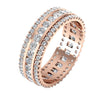 Excellent SI1/G Huge 2.30Ct Genuine Diamond 3 Row Eternity Engagement Ring Band 14K Solid Gold