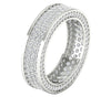 I1/G Huge 3.25Ct Natural Diamond 14K White / Yellow / Rose Gold 3 Row Eternity Ring Engagement Band